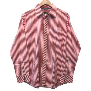 Arturo Calle‎ Golf Mens Red White Striped Long Sleeve Button Down Shirt Size L